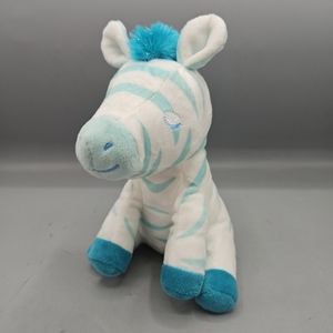 Hallmark Blue Magnetic Kissing Zebra Plush 7" Sewn Eyes Baby Lovey Stuffed